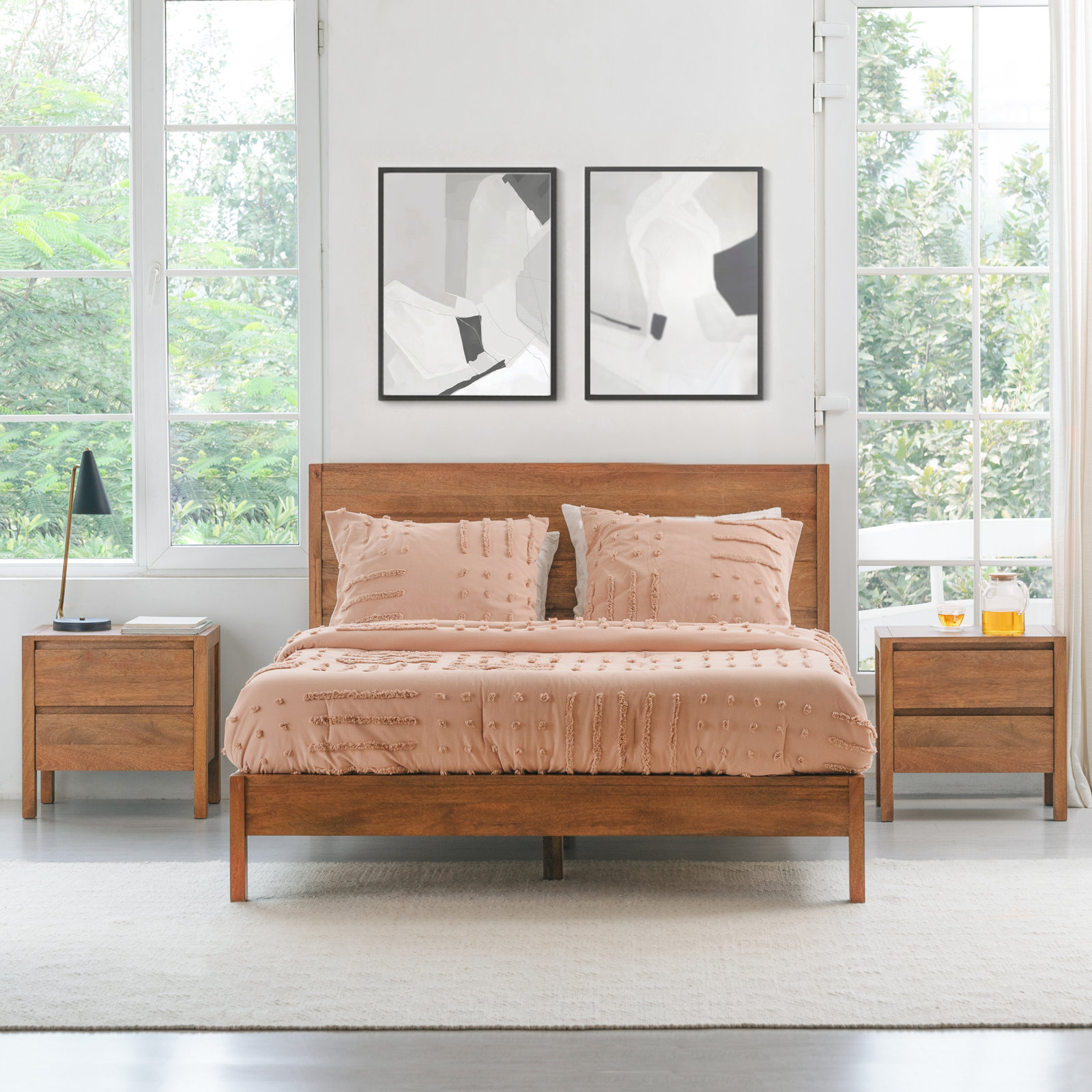 Stills 2 - Drawer Solid Wood 22" Nightstand, Mid Tone Honey