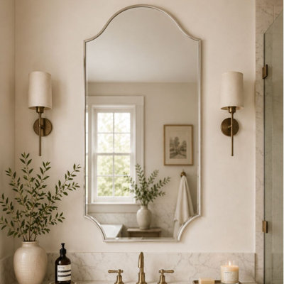 Airius Decorative Scalloped Bathroom Vanity Mirrors, Arched Wall Mirror