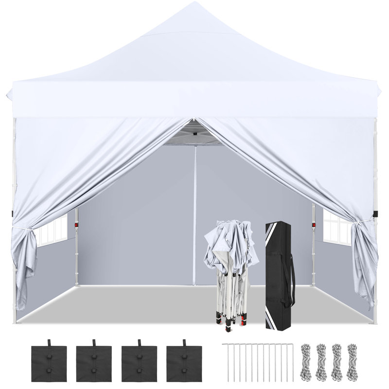 10x10 Pop Up Canopy with 4 Sidewalls, White