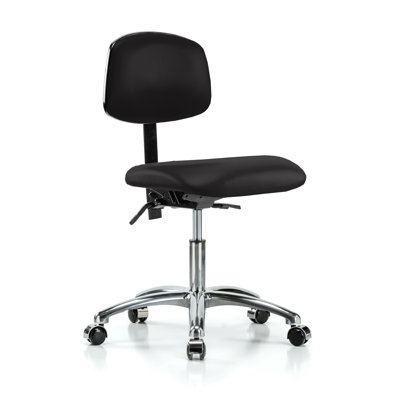 Chaise de laboratoire PERCH en chrome avec dossier réglable | Hauteur du bureau: 17 à 22 po
