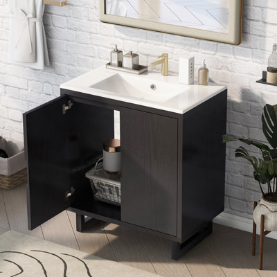 Single Bathroom Vanity, 30" Bathroom vanity Set with Sink, Combo Cabinet, Bathroom Storage Cabinet, Solid Wood Frame