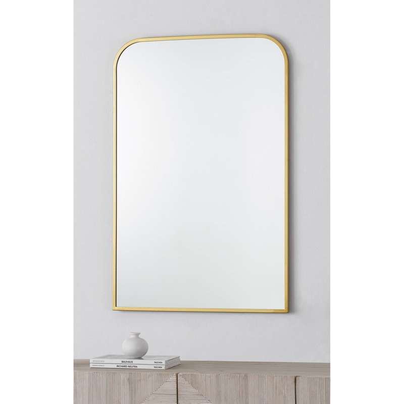 Metal Flat Wall Mirror, Gold