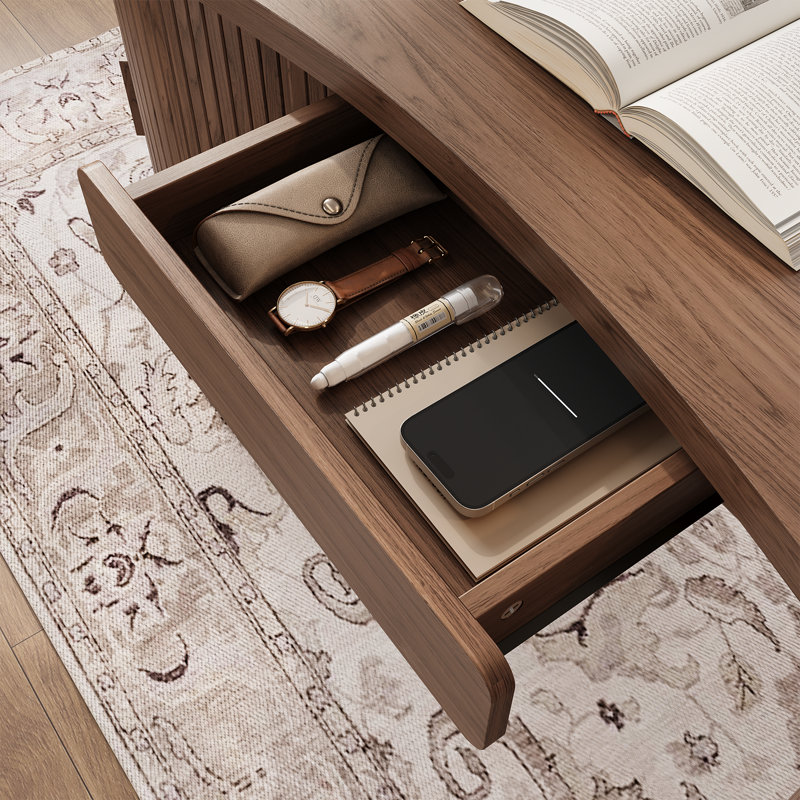 Bureau d'ordinateur 59 pouces de forme ovale avec porte coulissante en tambour, bureau de direction avec tiroir et armoire de rangement cachée