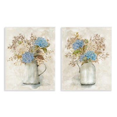 Bouquets avec charme champêtre, ensemble de 2 plaques murales, design par Carol Robinson