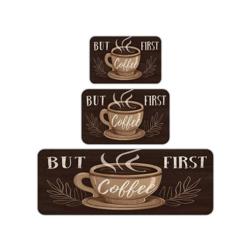 Ensemble de 3 tapis de cuisine Brown Coffee Cup