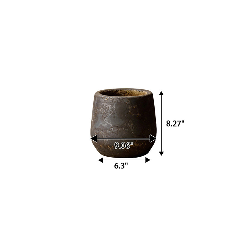 Vase de sol en céramique mouchetée de cuivre antique, de style wabi-sabi, fabriqué à la main (8,27 po H) - objet de décoration intérieure