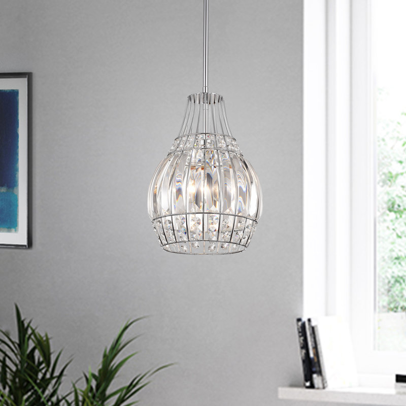Luminaire suspendu en forme de goutte à 1 lumière avec accents de cristal Harrisonburg