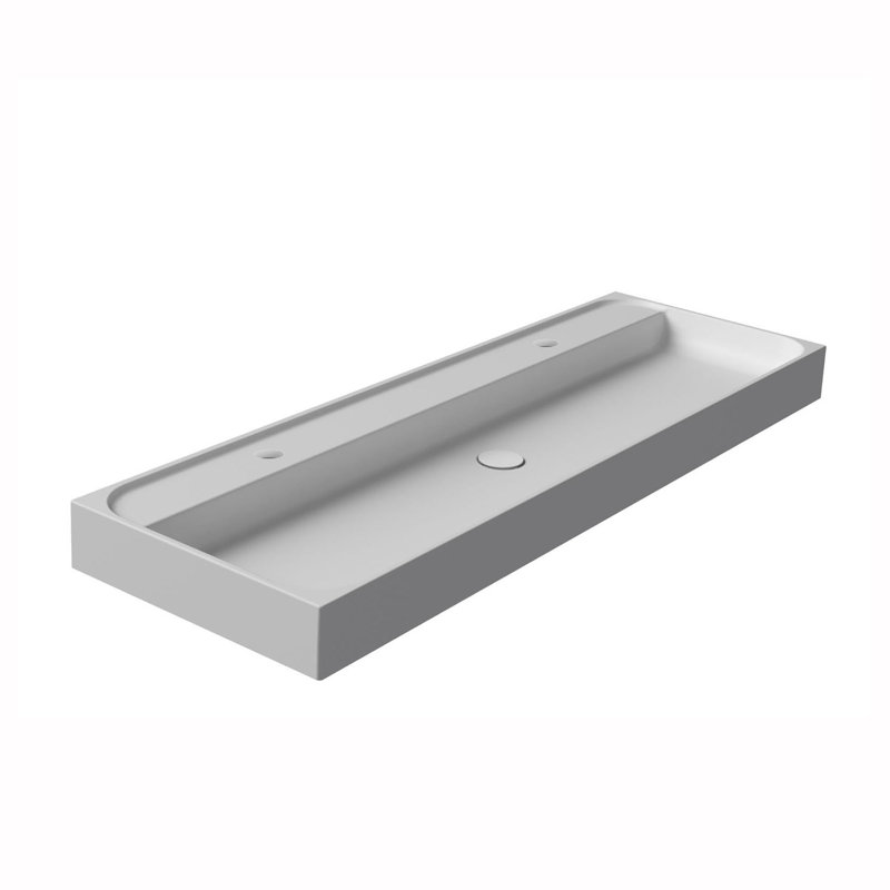Lavabo de salle de bain Unit Plus 140A en blanc brillant, Deux trous