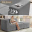 Canapé modulaire d'intérieur avec méridienne en L en velours côtelé pour salon, sans assemblage requis, gris-1286981390