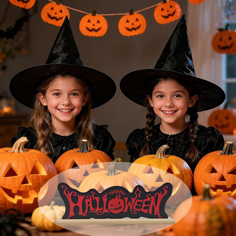 Plaque d'Halloween en métal - Tablette autoportante, manteau de cheminée et décoration de bureau