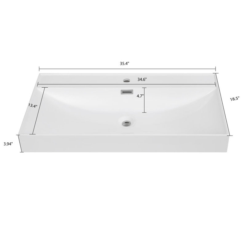Plateau de meuble-lavabo 35,4 po