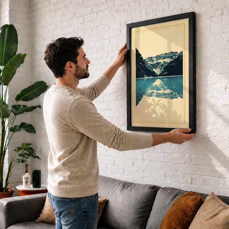Mountain And Reflection Minimalist - Print, Unframed, A1 - 84.1 x 59.4 cm