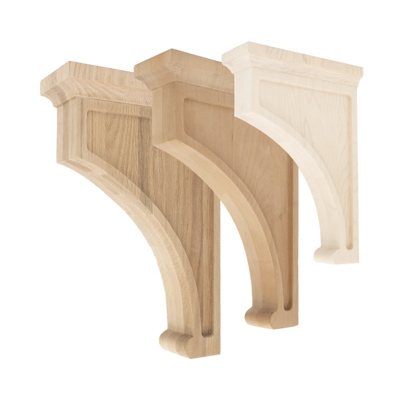 12" x 3" x 8" Unfinished Alder Traditional Wood Corbel