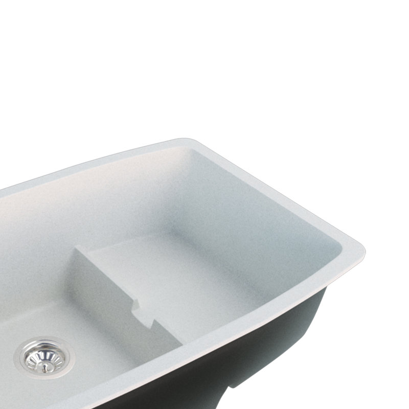 30 po Hydrelia Évier de cuisine en granite à double cuve en blanc, Blanc