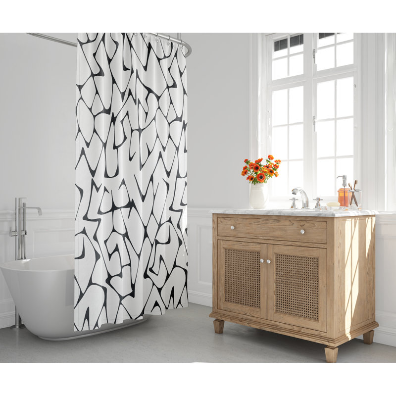 Rideau de douche Tola Mid-Century, Blanc / noir