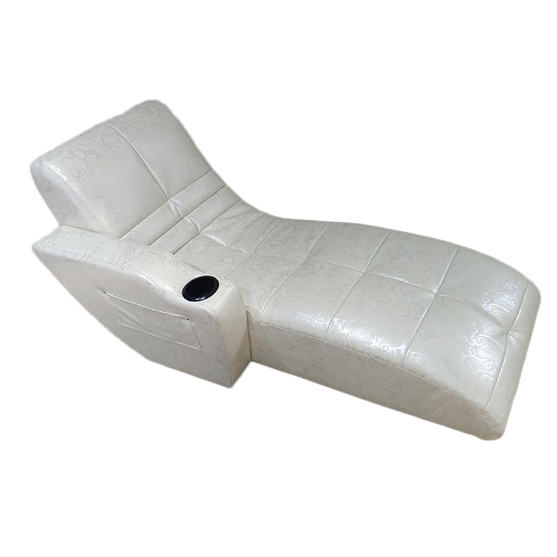 Chaise longue rembourrée Levater, Chaise longue à accoudoir droit, Similicuir beige