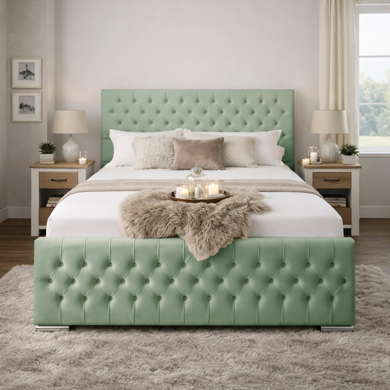 Kensington Upholstered Bed Frame, Duck Egg, Double (4'6)