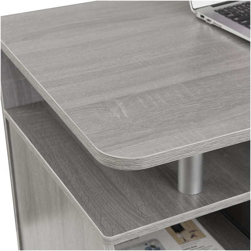 Techni Mobili Complete Computer Workstation Desk With Storage, Grey, Gray