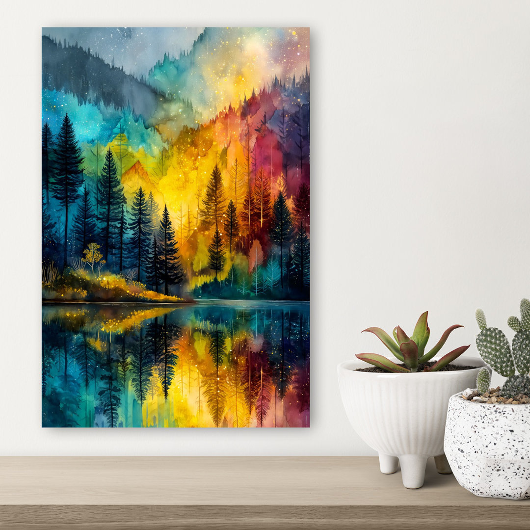 Fairy Forest And Lake Dreamy Ethereal Mystical Forest Landscape Wall Art Print