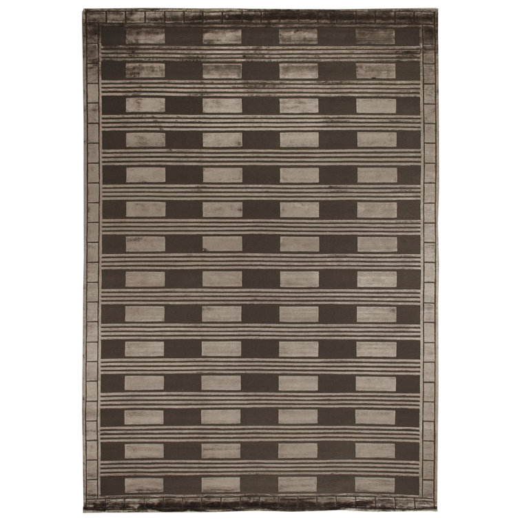 Metro-Velvet Geometric Area Rug in Khaki