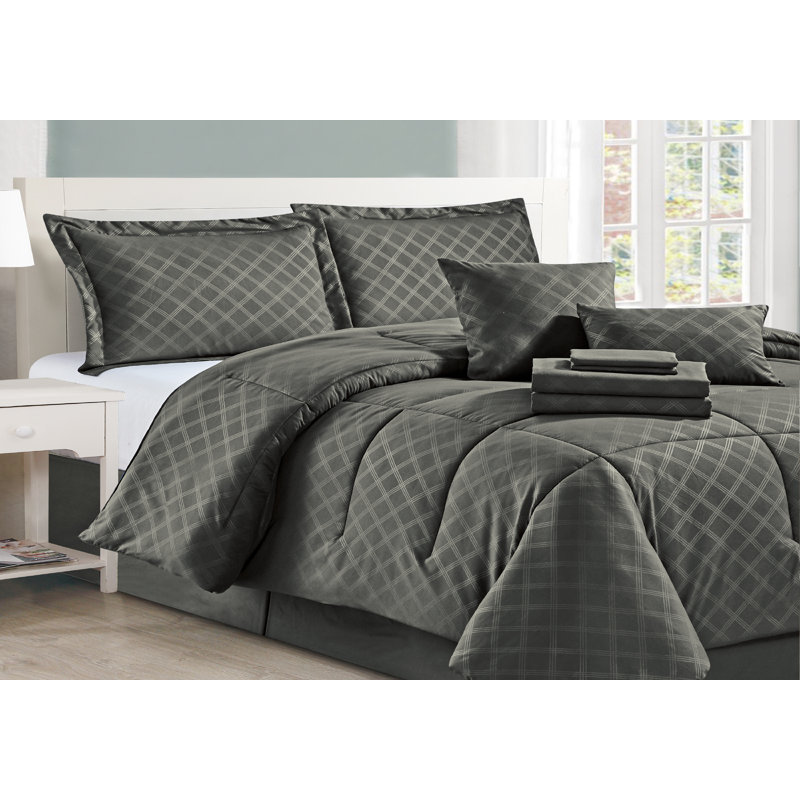 10-Piece Pre-Washed Microfiber Comforter Bed-in-a-bag, Charcoal, Twin  XL Comforter + 10 Additional Pieces
