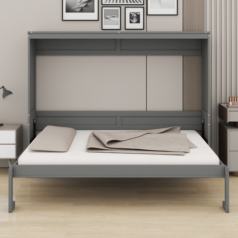 Lit escamotable avec mécanisme escamotable Murphy, Gris, Lit double