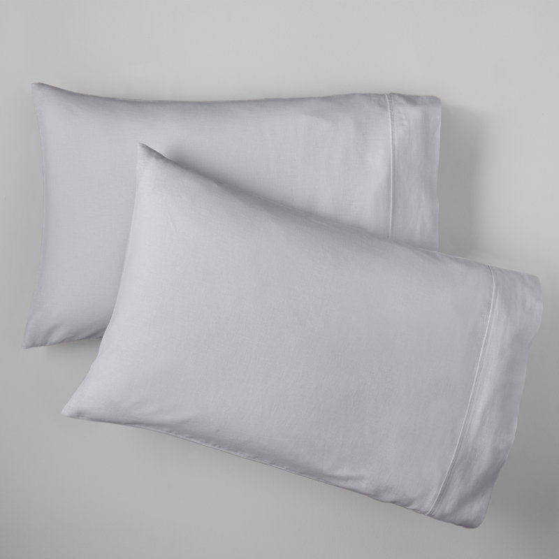 Jeffen Linen Blend Pillowcase Set, Stormy Blue, Standard