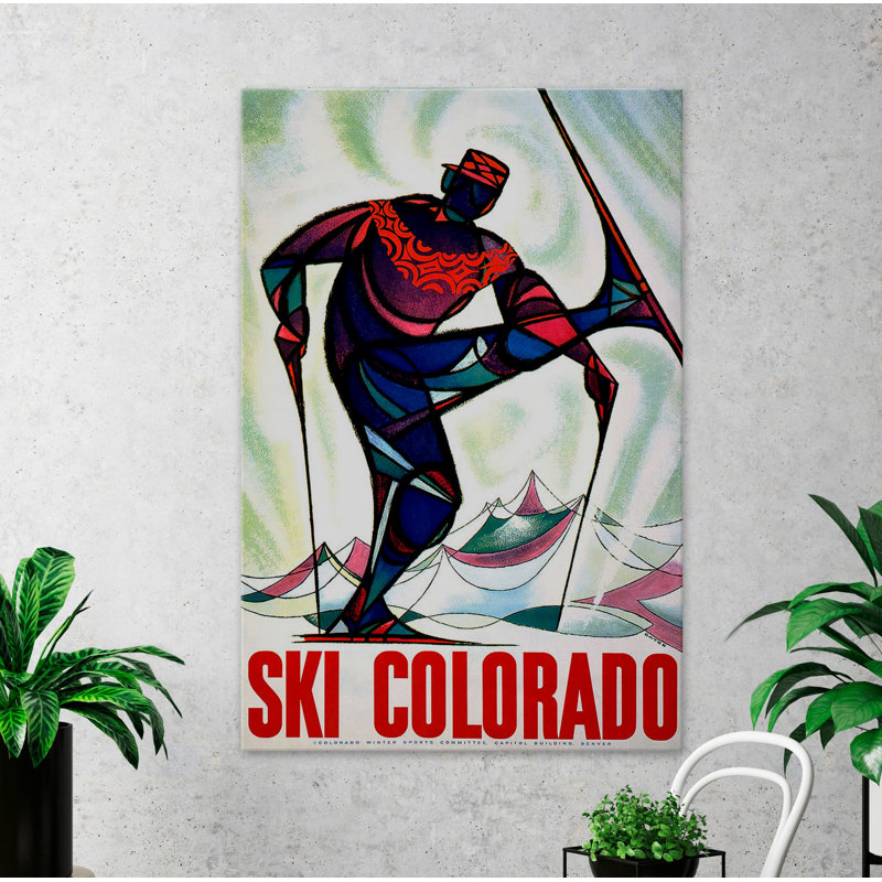 « ski colorado », affiche rétro sur toile tendue, H 36 po x l 24 po