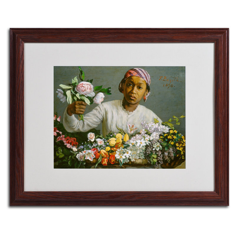 «Woman with Peony», reproduction sur toile encadrée, H 16 po x l 20 po x P 0,5 po, Brun
