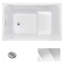 Baignoire rectangulaire autoportante contemporaine en acrylique (119 cm x 71 cm) avec siège intégré, profondeur d'immersion, bonde escamotable, trop-plein chromé, blanc brillant-134830669