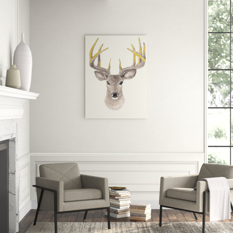 Deer Forest Print by Sara Brown, Gilded Gold, 48" H x 36" W x 1.5" D