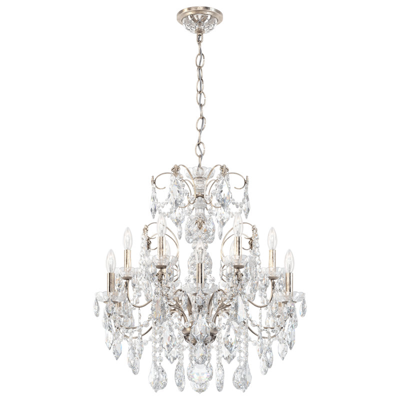 Century 12 - Light Glass Chandelier, Antique Silver