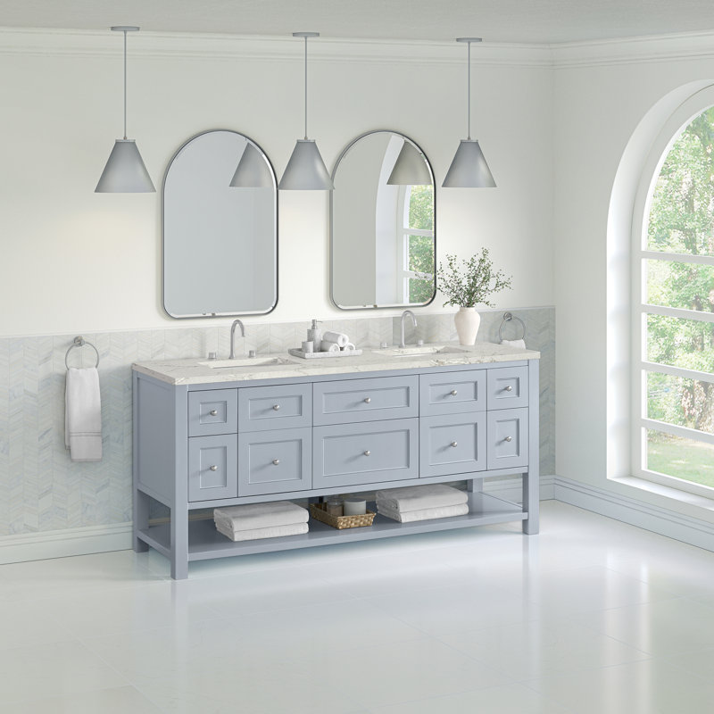Breckenridge 72'' W Double Vanity, Victorian Silver, Serenity Blue