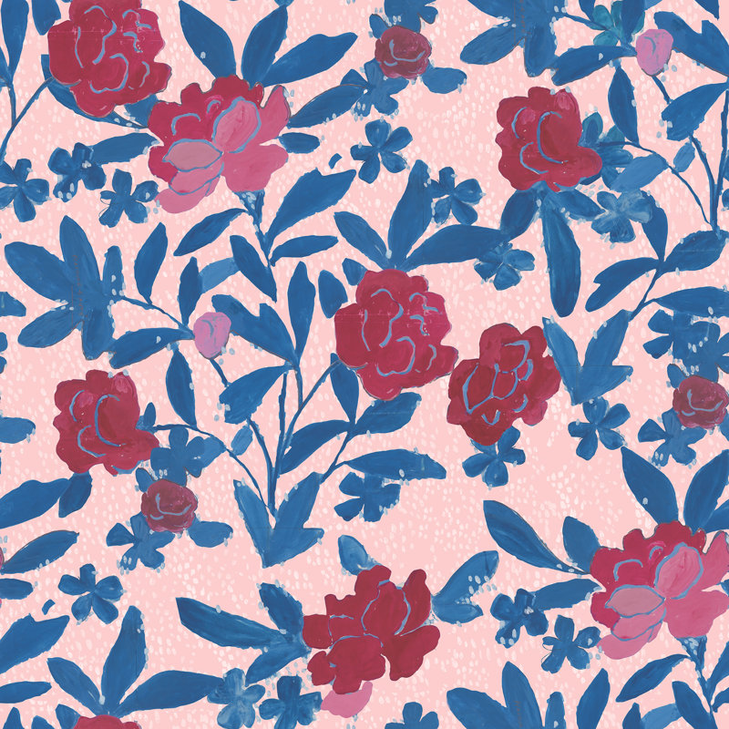 Paule Marrot Floral Wallpaper Double Roll, Light Pink