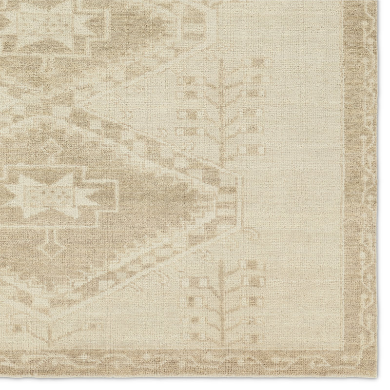 Jaipur Living Ameen JIN10 Handknotted Medallion Tan and Taupe Area Rug (10'x14'), Rectangle 9' x 12'