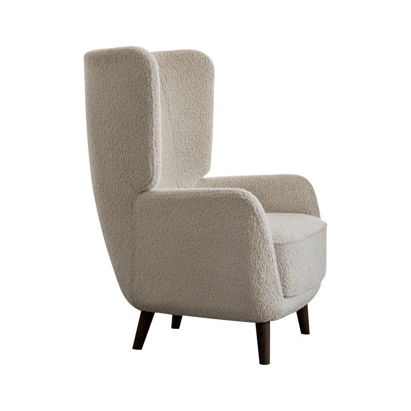 Teddy Wingback Chair, Black Oak, Wool Roll H2267-1A