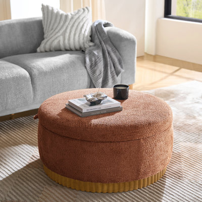 Lessman 35" W Solid Wood Round Ottoman with Flip Top Tray