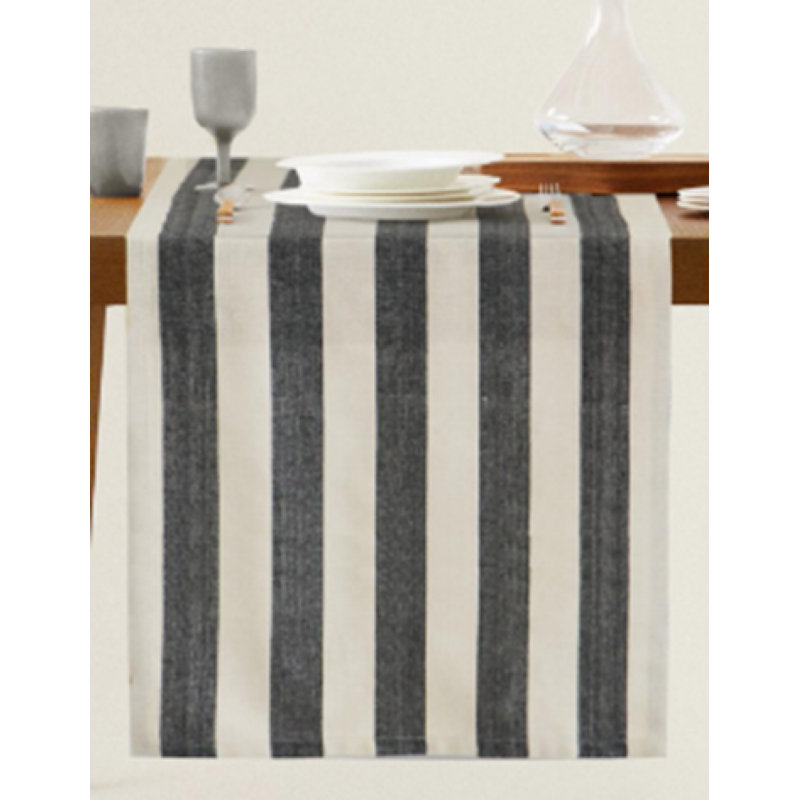 Black And White Striped Table Runner