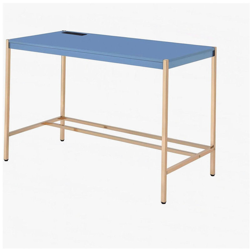 Bureau d'écriture avec ports USB, Bleu