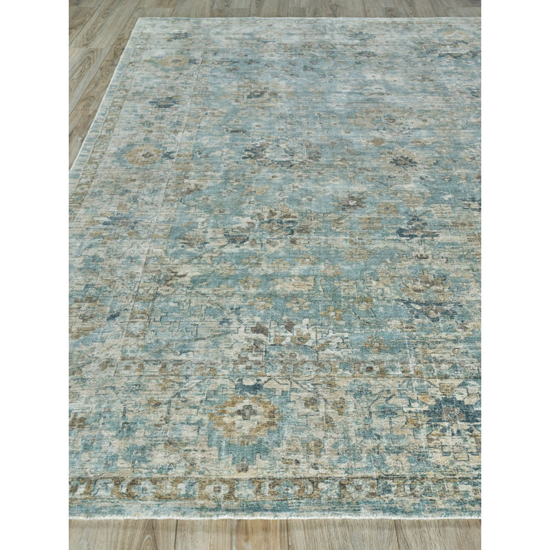 Oriental Area Rug in Blue, Rectangle 10' x 14'