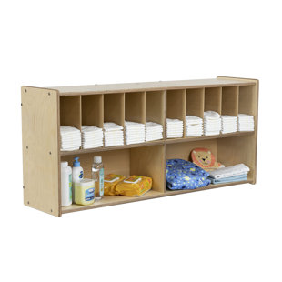 10 Slots Cubby Diaper Storage Organizer, Birch Plywood Storage Units for Baby