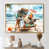 Toile avec cadre flottant or