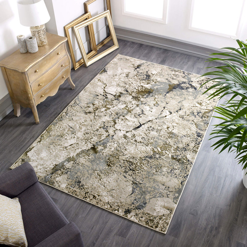 Aurora AU04 Galaxy Metallic Gold Area Rug, Rectangle 120 x 170cm