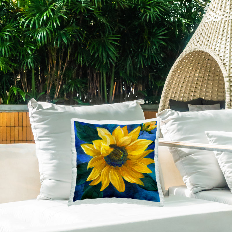 Coussin d'extérieur Sunflower Curling Petals