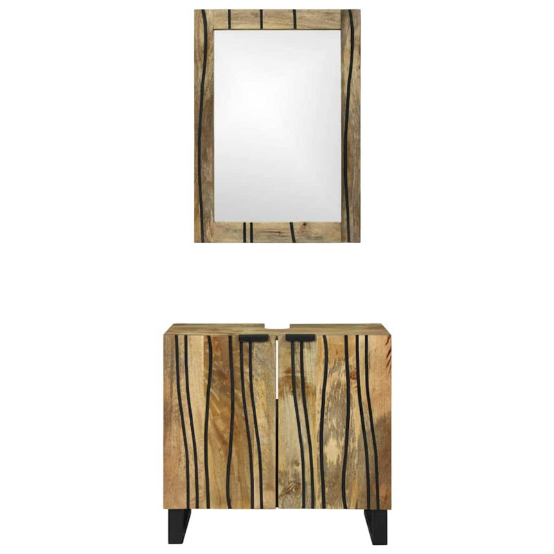 Bathroom Furniture Set With Shelf 2 Pcs 62 X 33 X 58 Cm, Natural
