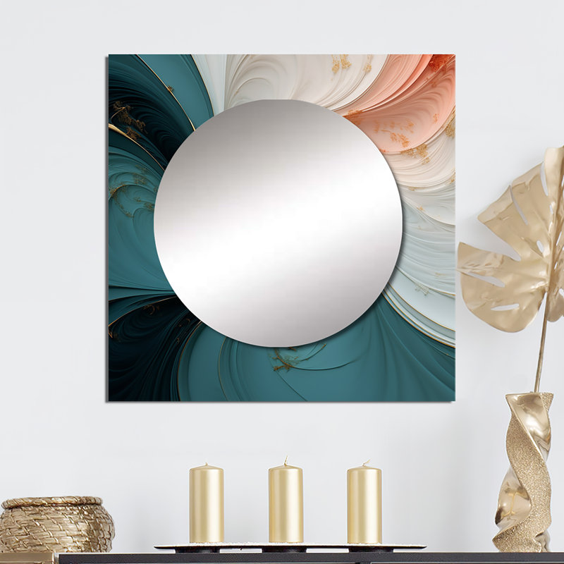 Art mural miroir de salon Bakeman - Abstract Spirals Square, 23 po x 23 po