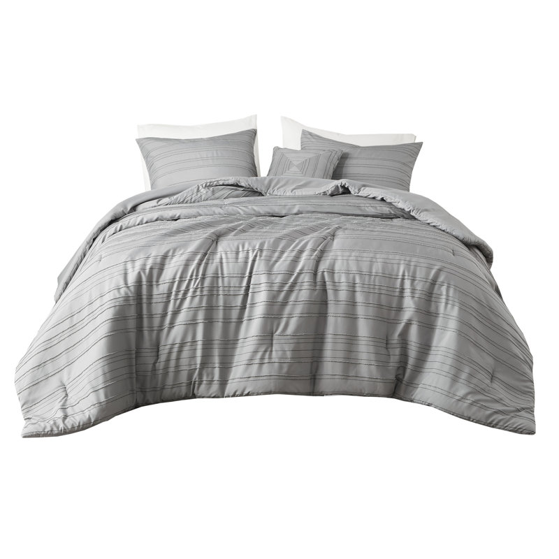 Stylish Gray Bedding Sets, Polyester Comforter With Modern Design