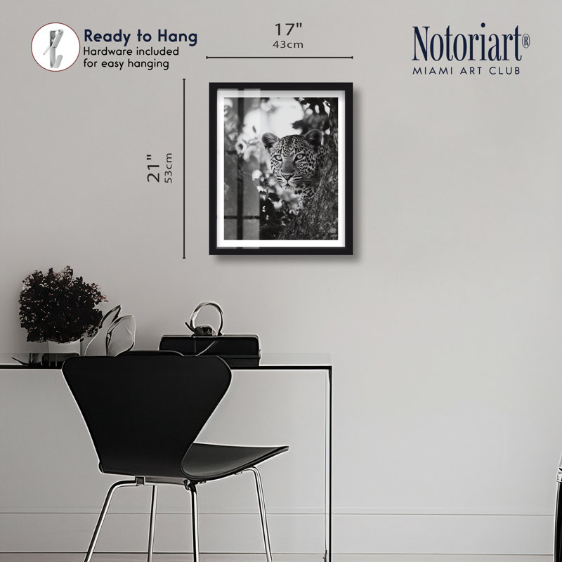 Art mural de salon Wild Cat I Shadowbox par Notoriart, cadre noir, 16 x 20, H 21 po x l 17 po, Cadre noir