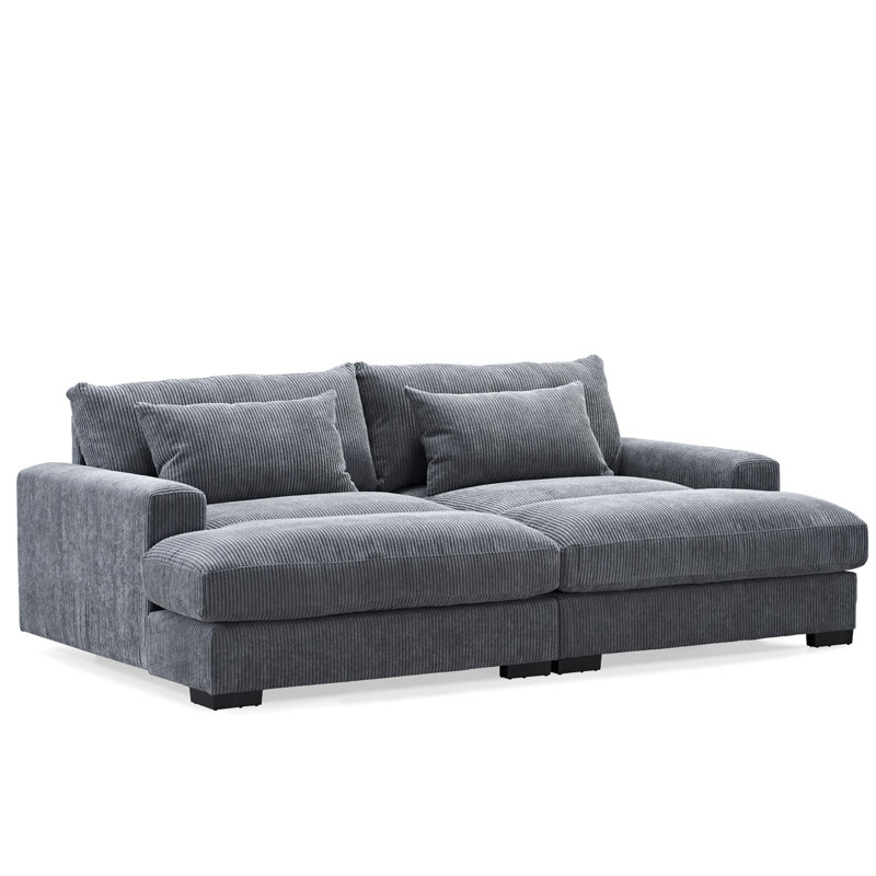 89.8'' Corduroy Sofa, Gray Corduroy
