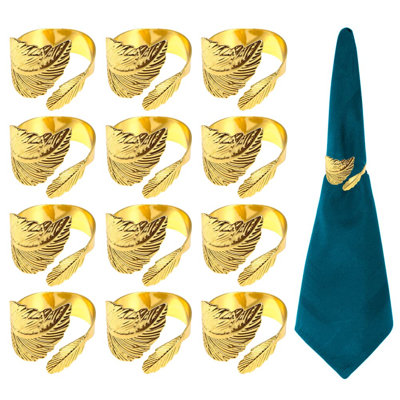 Paquet de 12 anneaux de serviette en feuille d'or en acier inoxydable, table décorative élégante pour un usage quotidien
